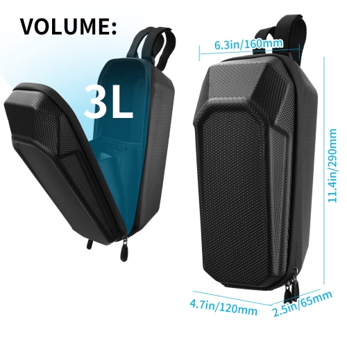 Scooter Storage Bag 3L, EVA Waterproof Hard Shell Scooter Handlebar Bag, Scooter Front Bag with Mesh Compartment, Small and Portable, Suitable for
