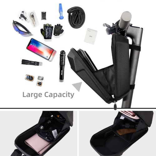 Scooter Storage Bag 3L, EVA Waterproof Hard Shell Scooter Handlebar Bag, Scooter Front Bag with Mesh Compartment, Small and Portable, Suitable for