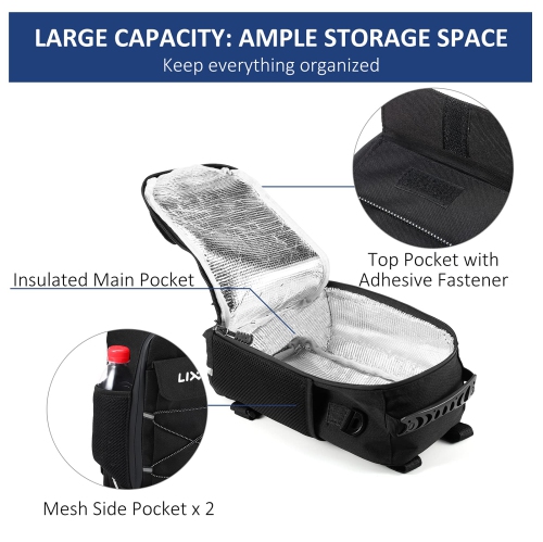 Bike Trunk Bag Insulated Cooler Bag Multifunctional Bicycle Rear Rack Bag Scooter Handlebar Bag Shoulder Bag Cycling Luggage Storage Bag Pannier