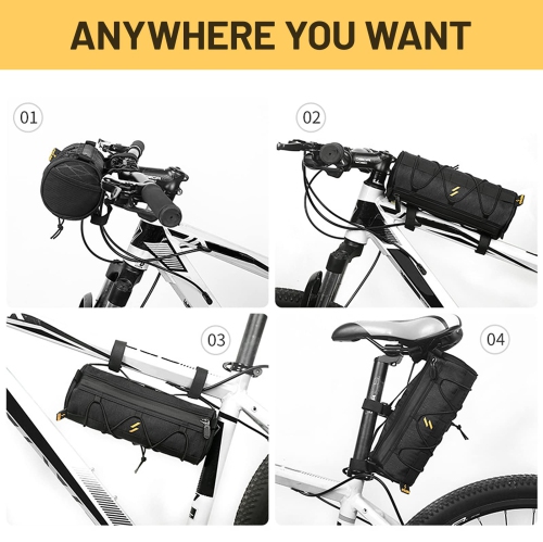Bike Handlebar Bag Waterproof Bicycle Front Frame Storage Bag Adjustable Capacity Bicycle Front Tube Bag with Detachable Cycling Dry Pack Bag
