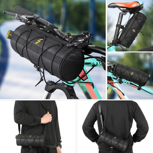 Bike Handlebar Bag Waterproof Bicycle Front Frame Storage Bag Adjustable Capacity Bicycle Front Tube Bag with Detachable Cycling Dry Pack Bag