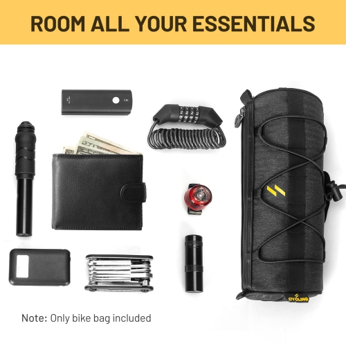 Bike Handlebar Bag Waterproof Bicycle Front Frame Storage Bag Adjustable Capacity Bicycle Front Tube Bag with Detachable Cycling Dry Pack Bag