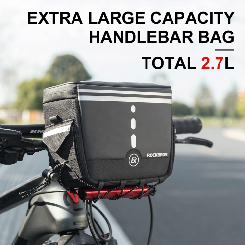 Bike Handlebar Bag Bicycle Front Storage Bag Bike Basket Pouch Bags Touch Screen Cell Phone Holder Bag with Removable Shoulder Strap