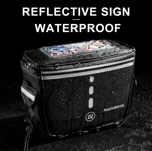 Bike Handlebar Bag Bicycle Front Storage Bag Bike Basket Pouch Bags Touch Screen Cell Phone Holder Bag with Removable Shoulder Strap