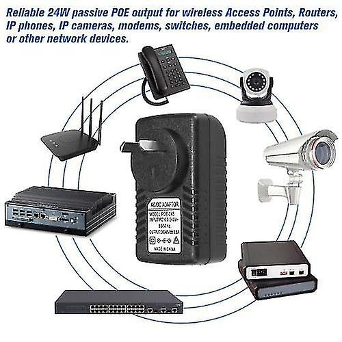Hmwy-poe Injector Ethernet Power Supply Adapter Dc48v 0.5a 15.4w, Poe Pin4/5(+), 7/8(-) Compatible W/t Ie