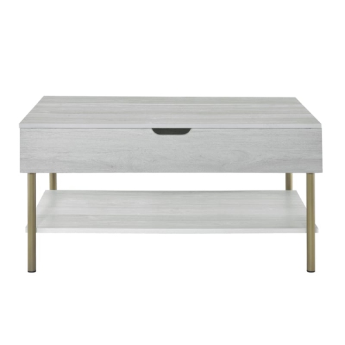 Whitman White Wood and Brass Lift Top Coffee Table