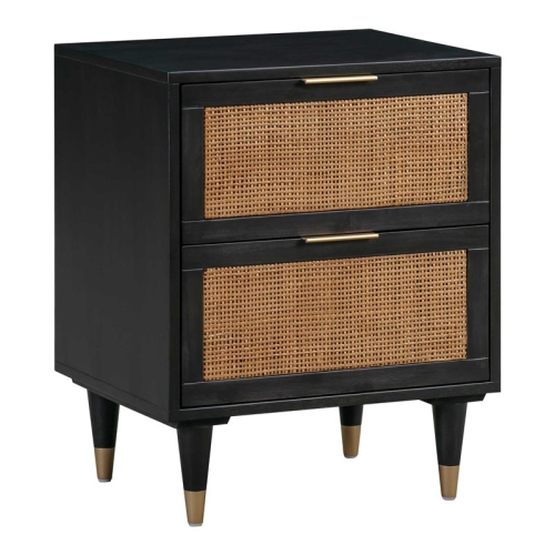 TOV Furniture Sierra 25"H Modern Wood Nightstand in Black/Antique Brass