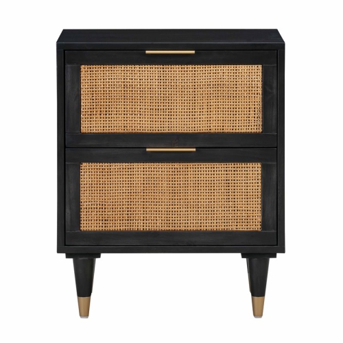 TOV Furniture Sierra 25"H Modern Wood Nightstand in Black/Antique Brass