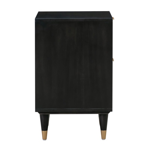 TOV Furniture Sierra 25"H Modern Wood Nightstand in Black/Antique Brass