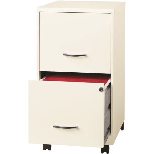 Pemberly Row 18in 2 Drawer Mobile Smart Vertical File Cabinet Pearl White