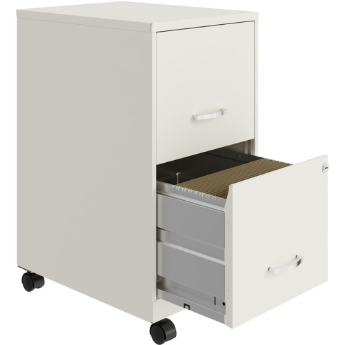 Pemberly Row 18in 2 Drawer Mobile Smart Vertical File Cabinet Pearl White