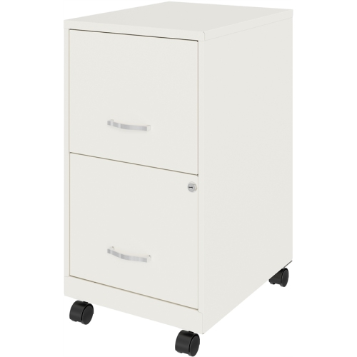Pemberly Row 18in 2 Drawer Mobile Smart Vertical File Cabinet Pearl White