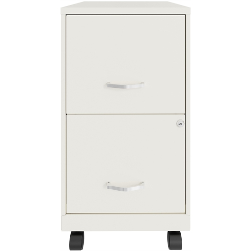 Pemberly Row 18in 2 Drawer Mobile Smart Vertical File Cabinet Pearl White
