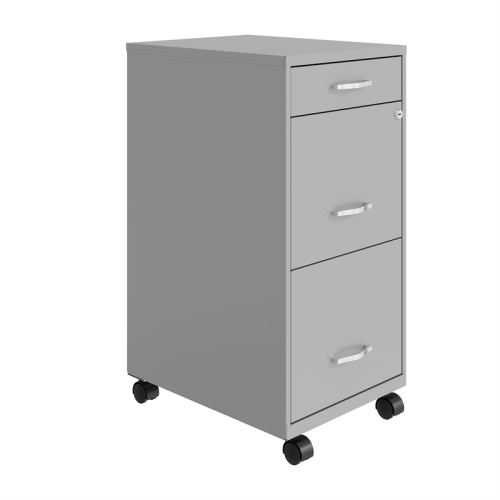 PEMBERLY ROW  3 Drawer Mobile Modern Metal File Cabinet In Gray