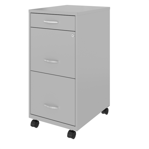 Pemberly Row 3 Drawer Mobile Modern Metal File Cabinet in Gray