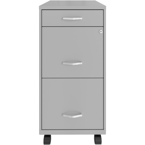 Pemberly Row 3 Drawer Mobile Modern Metal File Cabinet in Gray
