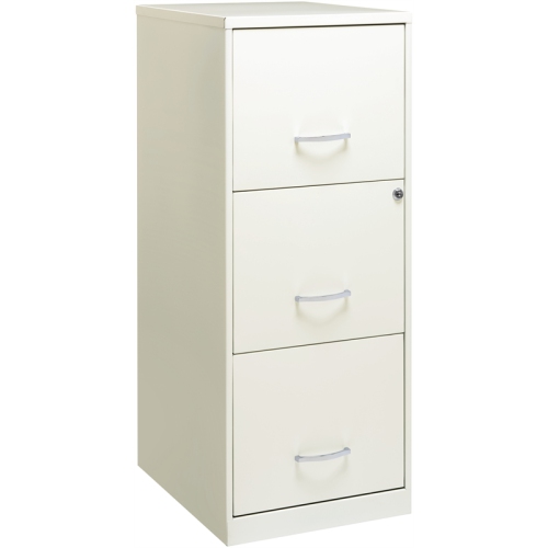 Pemberly Row 3 Drawer Vertical Metal File Cabinet with Lock Pearl White