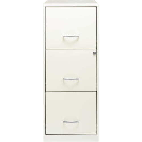 Pemberly Row 3 Drawer Vertical Metal File Cabinet with Lock Pearl White