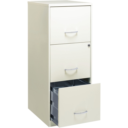 Pemberly Row 3 Drawer Vertical Metal File Cabinet with Lock Pearl White