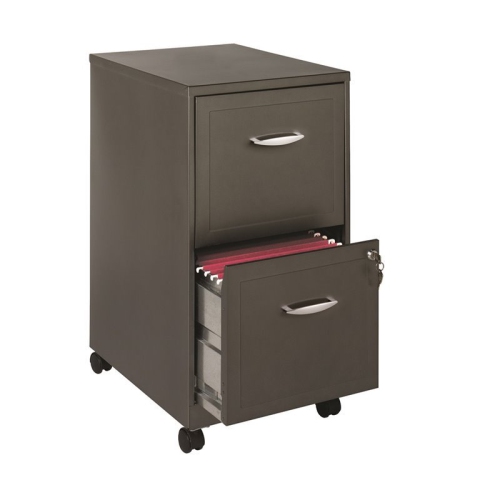 PEMBERLY ROW  18" 2 Drawer Mobile Smart Vertical Modern Metal File Cabinet - In Gray