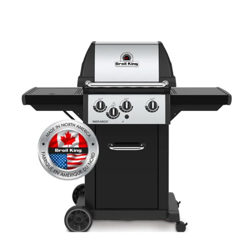 Broil King Monarch 340 3-Burner Natural Gas BBQ in Stainless Steel/Black with Side Burner