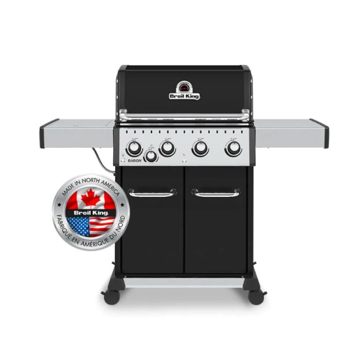 Broil King Baron 440 Pro 4-Burner Natural Gas BBQ in Black with Side Burner