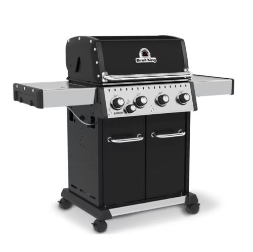 Broil King Baron 440 Pro Barbecue au gaz naturel à 4 brûleurs en noir avec brûleur latéral