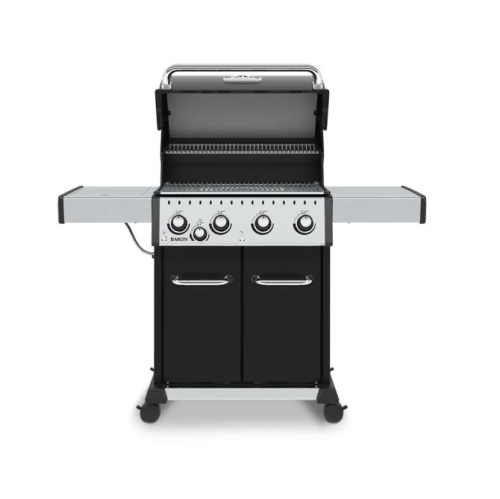 Broil King Baron 440 Pro Barbecue au gaz naturel à 4 brûleurs en noir avec brûleur latéral