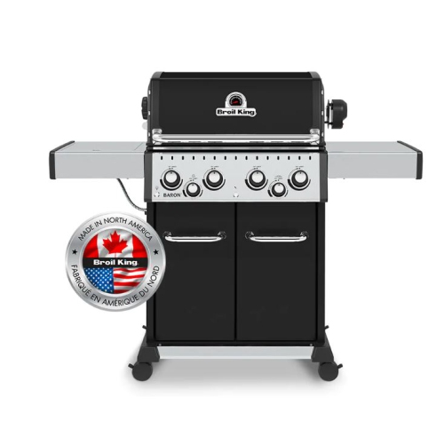 Broil King Baron 490 PRO 40 000 BTU Barbecue au gaz propane à 4 brûleurs avec brûleur latéral et rôtisserie