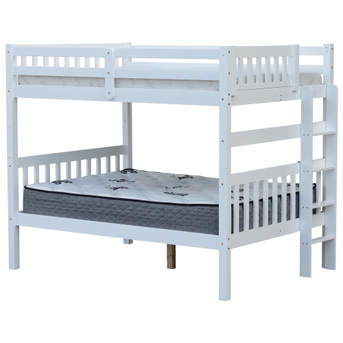 Lit superposé double sur échelle d'extrémité pleine grandeur, blanc