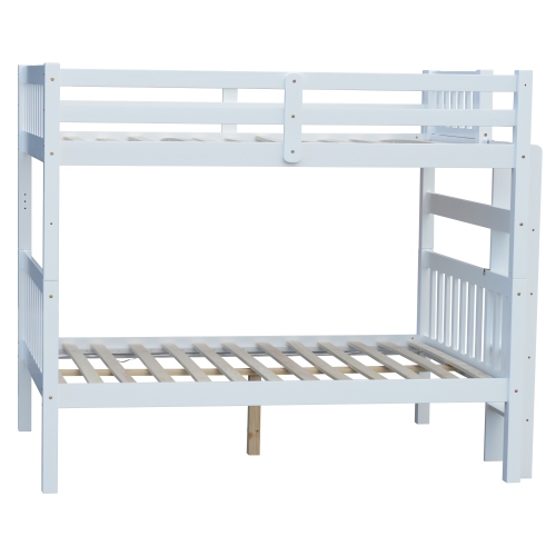 Lit superposé double sur échelle d'extrémité pleine grandeur, blanc