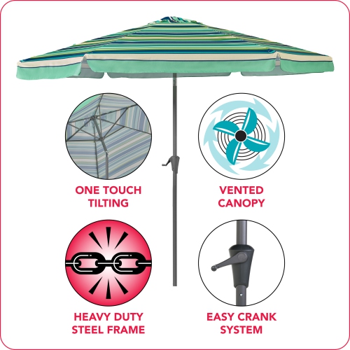 Parasol de patio excentré vert et blanc 10&nbsp;pi de CorLiving