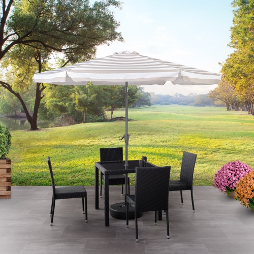 CorLiving 10ft Taupe and White Offset Tilting Patio Umbrella