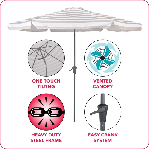 CorLiving 10ft Taupe and White Offset Tilting Patio Umbrella
