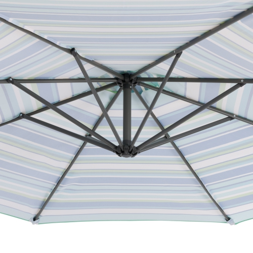 CorLiving 10ft Offset UV Resistant Umbrella with Multicolor Stripe
