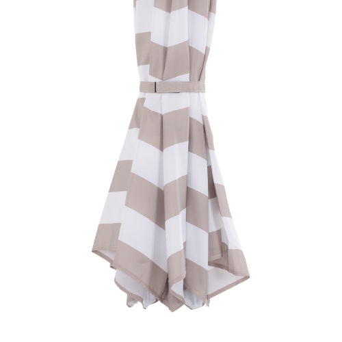 CorLiving 10ft Offset UV Resistant Umbrella with White and Taupe Stripe