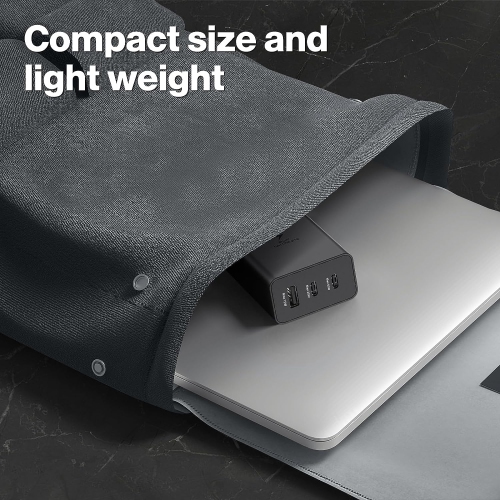 (CABLESHARK)65W Trio Wall Charger - Black