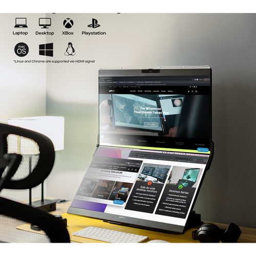 Moniteur ACL IPS QHD 75 Hz à écran tactile de 24 po Geminos X de Mobile Pixels avec temps de réponse de 14 ms gris à gris - Noir