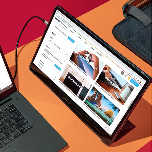 Moniteur DELO HD intégrale 60 Hz de 15,6 po Glance Plus de Mobile Pixels avec temps de réponse de 10 ms gris à gris - Noir