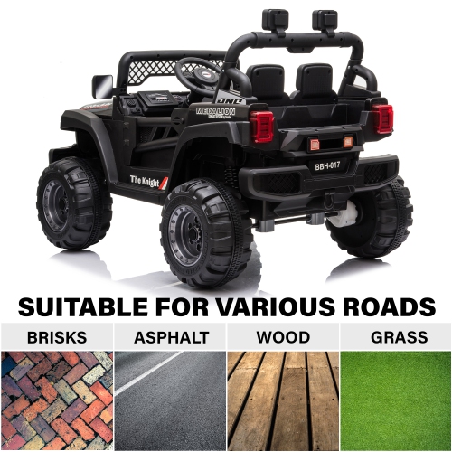 12V Jeep Kids Ride On Car Toy with Open Doors, Realistic Lights and Remote Control