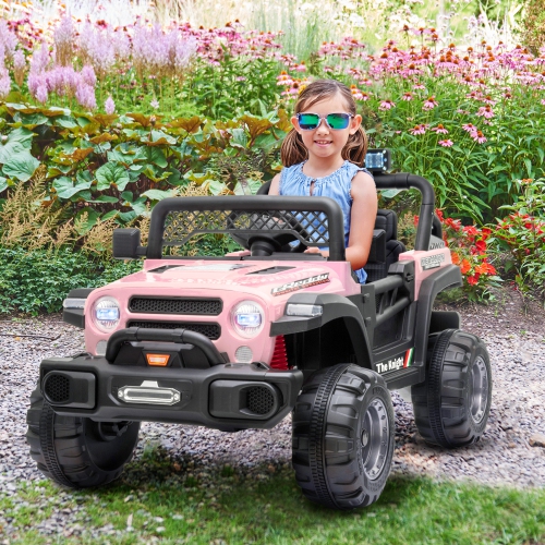 Jouet Jeep 12V pour enfants avec portes ouvertes, lumières réalistes et télécommande
