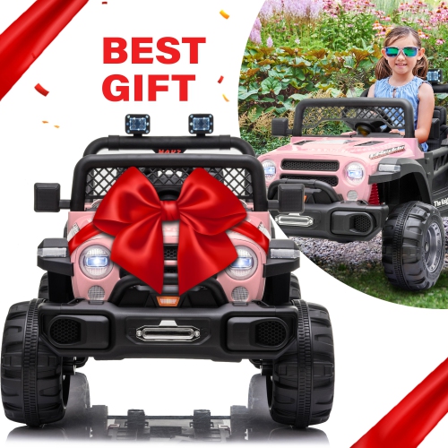 Jouet Jeep 12V pour enfants avec portes ouvertes, lumières réalistes et télécommande