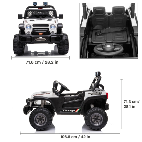 Jouet Jeep 12V pour enfants avec portes ouvertes, lumières réalistes et télécommande