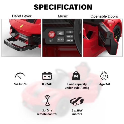 Ferrari 488 Pista Spider with Leather Seat and Remote Control 12V Licensed