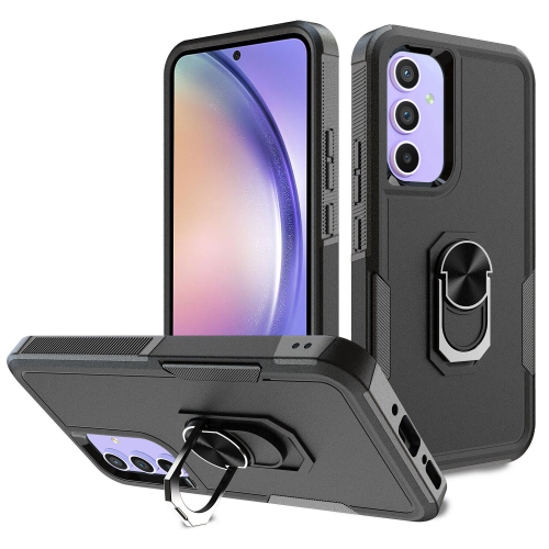 CSMART  【】 Shockproof Heavy Duty Magnetic Hard Armor Kickstand Case With Ring Holder for Samsung Galaxy A54 5G In Black