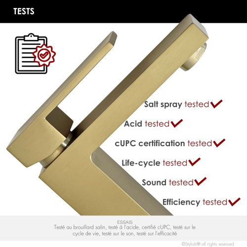 Stylish Single Handle Brushed Gold Finish Bathroom Faucet B-112G