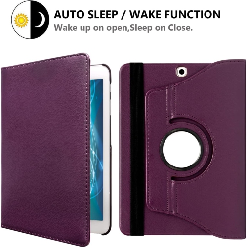 Case for Samsung Galaxy Tab S2 9.7 inch, 360 Degree Rotating Stand Case Smart Protective Cover, Bonus Stylus Pen,Screen Film (Purp