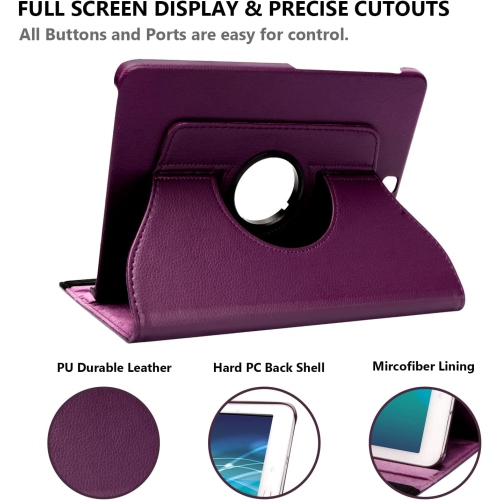 Case for Samsung Galaxy Tab S2 9.7 inch, 360 Degree Rotating Stand Case Smart Protective Cover, Bonus Stylus Pen,Screen Film (Purp