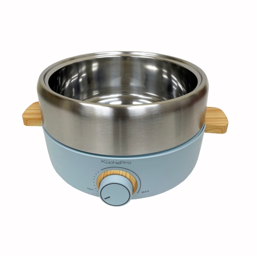 Marmite électrique multifonction KUCHEPRO 2,5 L avec marmite en acier inoxydable 304 et poêle à griller antiadhésive