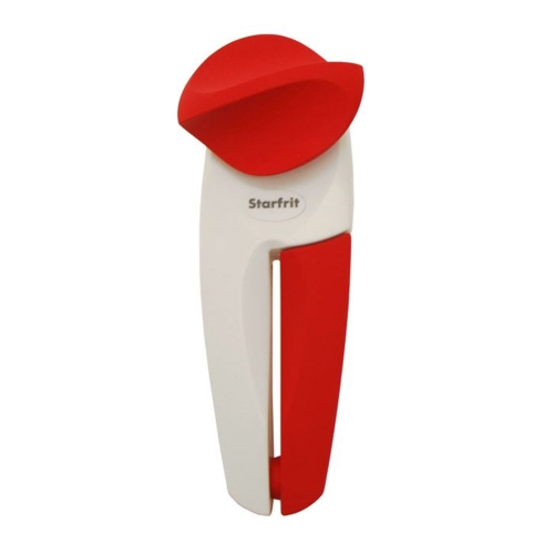 Starfrit - Mightican Manual Can Opener, No Sharp Edge, Non-Slip Handle, Red